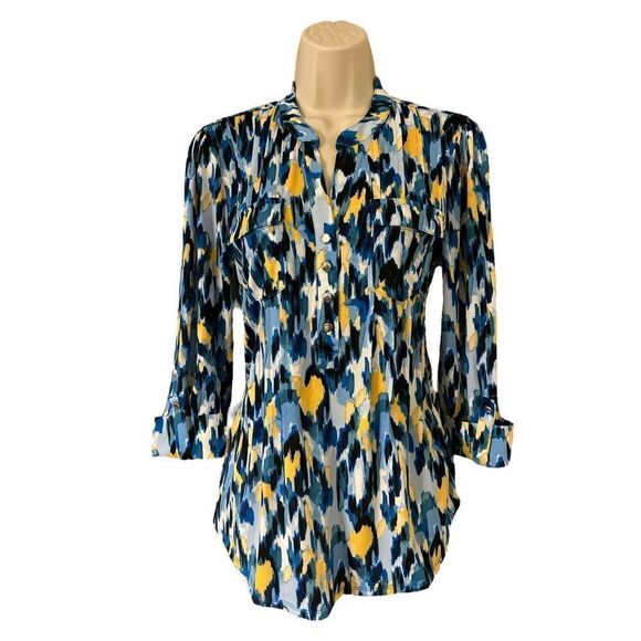Ava & Grace women's Abstract blouse Tab Sleeves Size Small - Picture 1 of 8